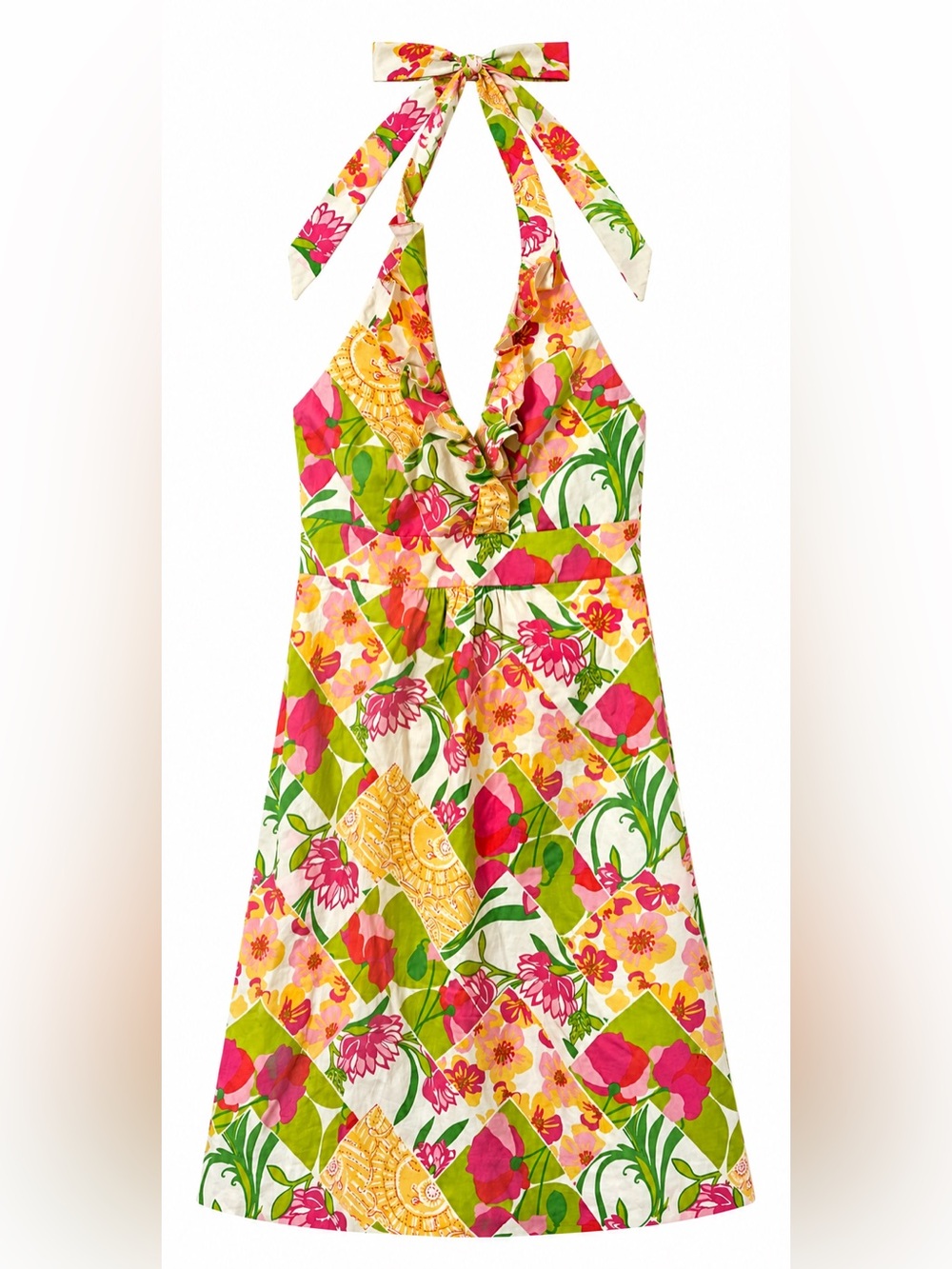 Lilly Pulitzer 100% Cotton Floral Halter Dress- Size 0